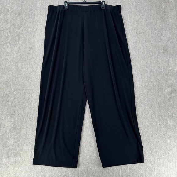 Susan Graver 3XT Liquid Knit Pull On‎ Wide Leg Pants Black Career - Picture 1 of 7